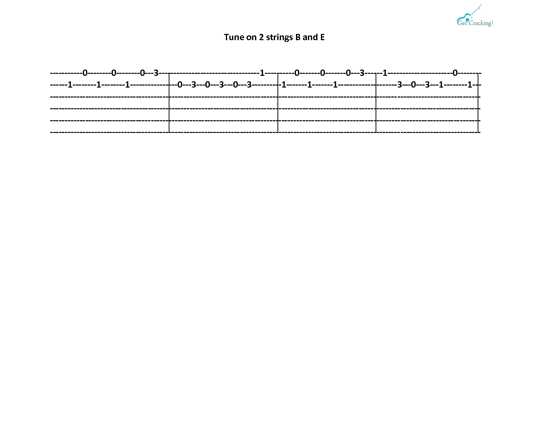 b tabs tune on 2 strings b and e