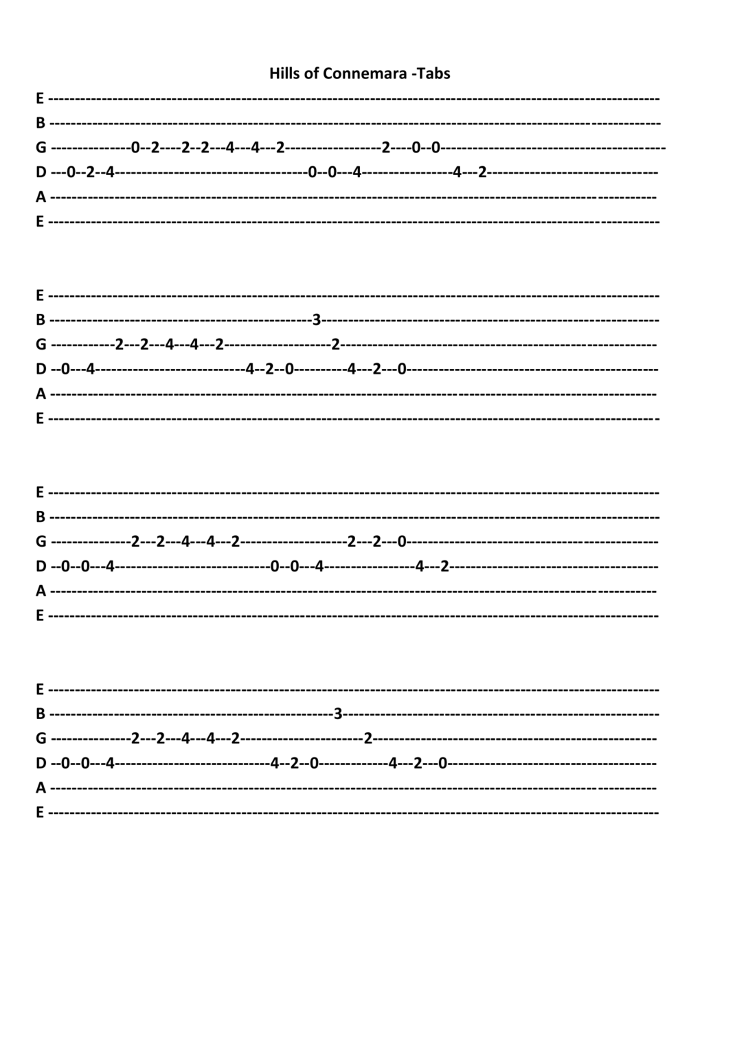 Hills of Connemara Tabs getcrackingguitar
